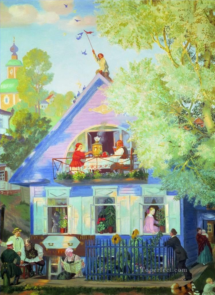 casa azul 1920 Boris Mikhailovich Kustodiev Pintura al óleo